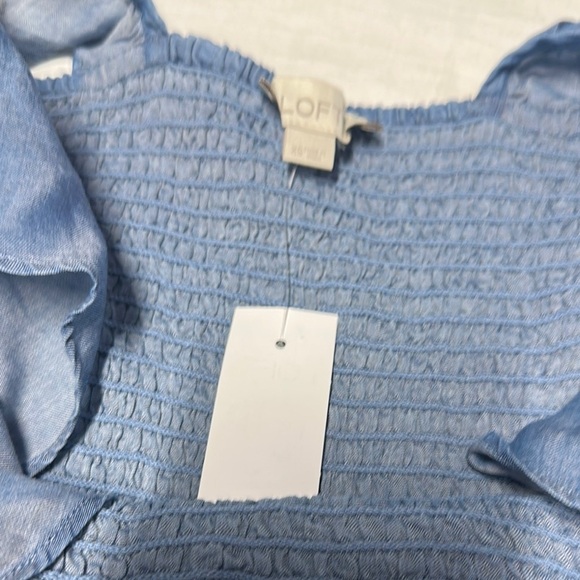 LOFT Blue Smocked Ruffled Camisole - Picture 4 of 5